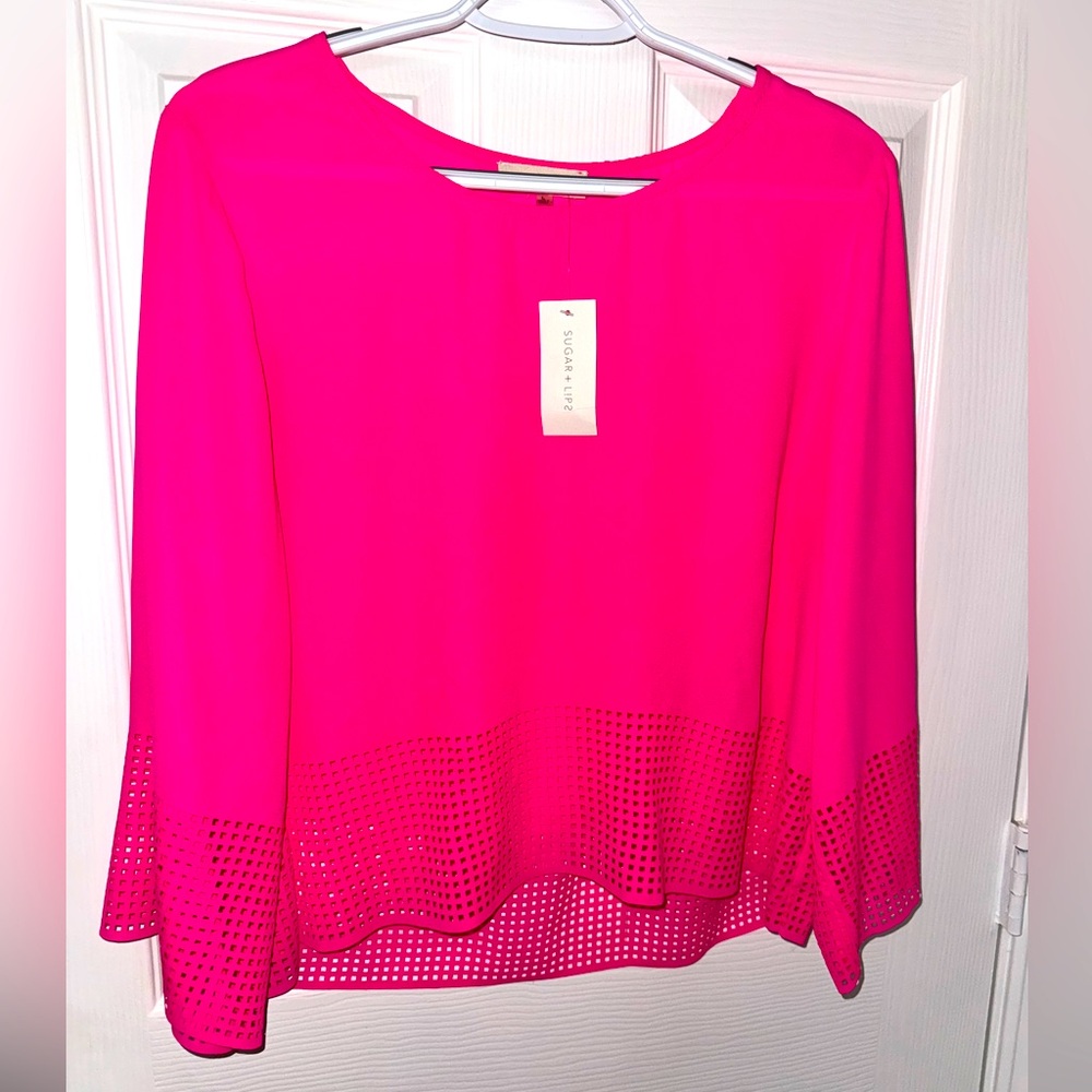 Sugar lips hot pink blouse! NWT! Perfect. No flaws. Sheer and lightweight